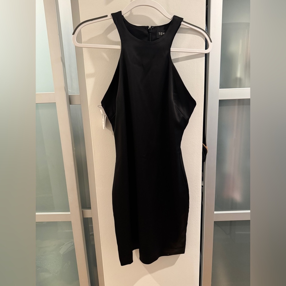 Black and White Halter Bodycon Cocktail Dress